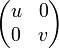\begin{pmatrix}
   u & 0\\
   0 & v
  \end{pmatrix}